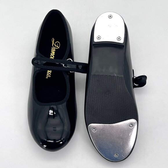 Dance Class Mary Jane Beginner Tap Shoes Childs Size 2.5 Black Patent Size New - Picture 3 of 13
